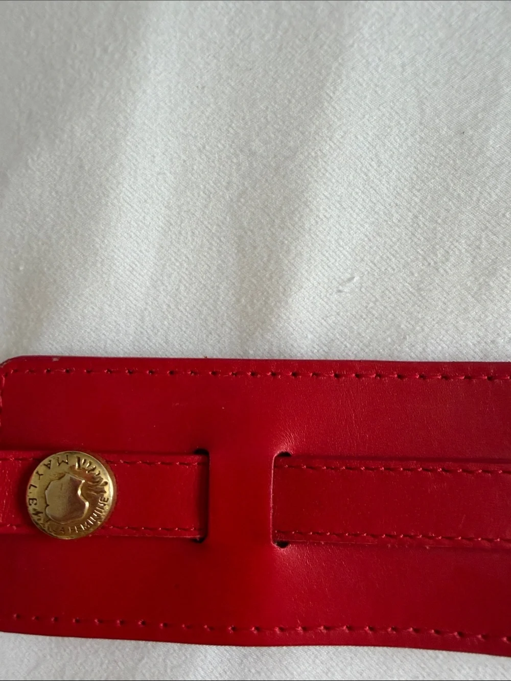 Mayle Red Leather Belt with Brass Hardware